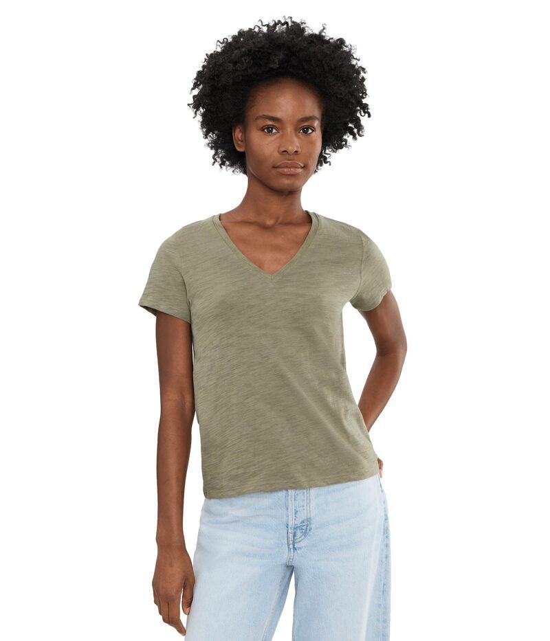 リラピー レディース トップス シャツ Vネック Lilla P Short Sleeve Back Seam VNeck Fern