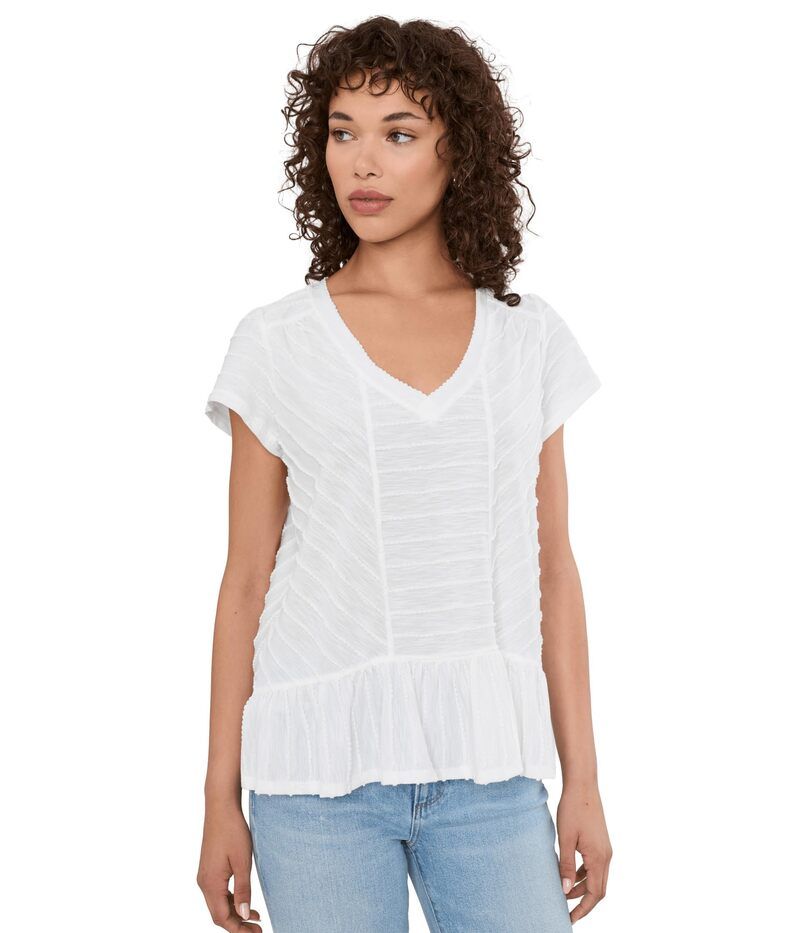 リヴァプール ロサンゼルス レディース トップス シャツ Vネック ニット Liverpoolos Angeleshort Sleeve VNecknitop with Miter Detail White ホワイト