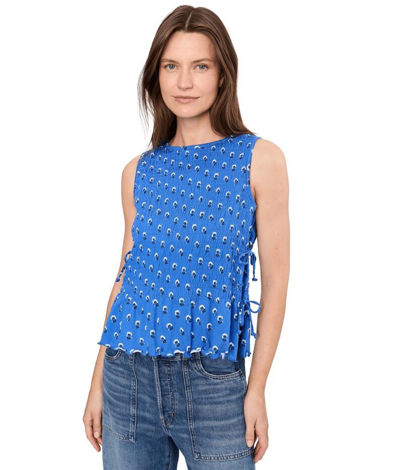 メイドウェル レディース トップス シャツ シャーリング Madewell Side Tie Smocked Tank Retro Blue ブルー