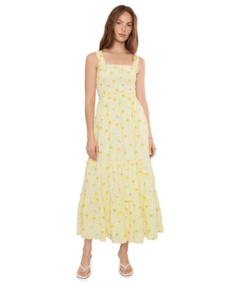 リリーピュリッツァー レディース トップス ワンピース シャーリング マキシ Lilly Pulitzer Hadly Smocked Maxi Dress Estelle Yellow イエロー