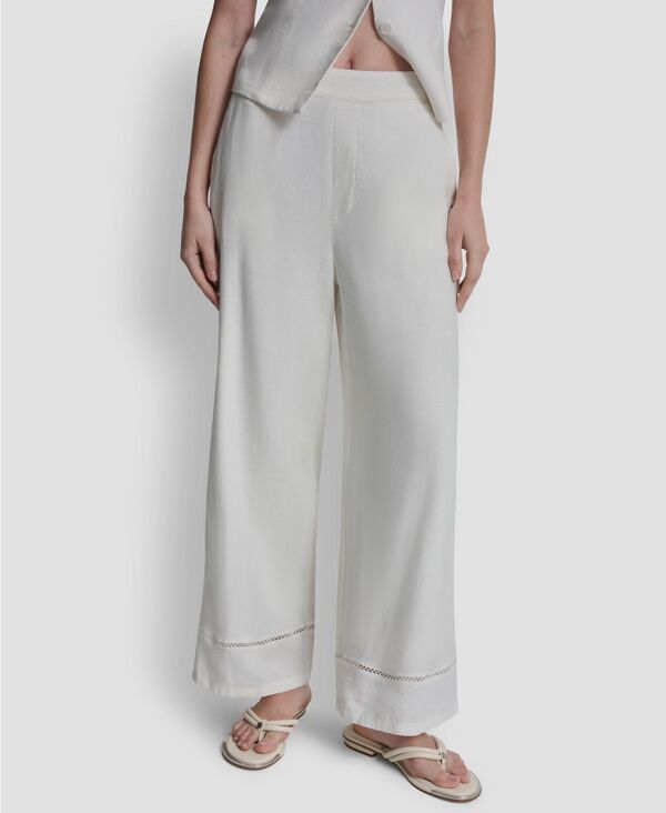 ダナキャランニューヨーク レディース ボトムス カジュアルパンツ リネン DKNY Jeans Womens LinenBlend HighRise PullOn WideLeg Pants Ivory アイボリー