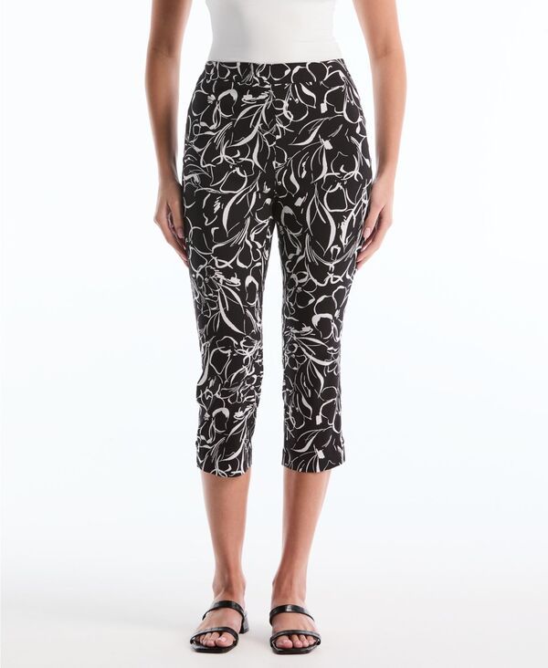 ラファエラ レディース ボトムス カジュアルパンツ プリント キャップ Rafaella Womens Hibiscus Print Capri Pants with Riveted Vent White ホワイト