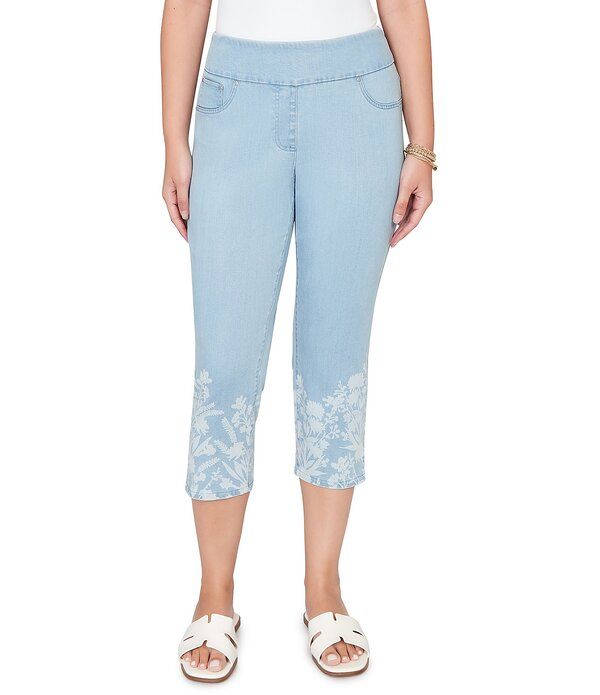 ルビーアールディー レディース ボトムス デニムパンツ プチ プリント ジーンズ Ruby Rd Petite Size Tencel Relaxed Printed Hem PullOn Jeans Light Blue ブルー