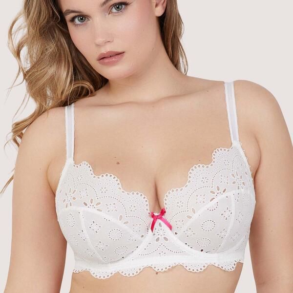プレイフルプロミス レディース アンダーウェア ブラジャー Playful Promises Camille White Broderie Balconette Bra White ホワイト