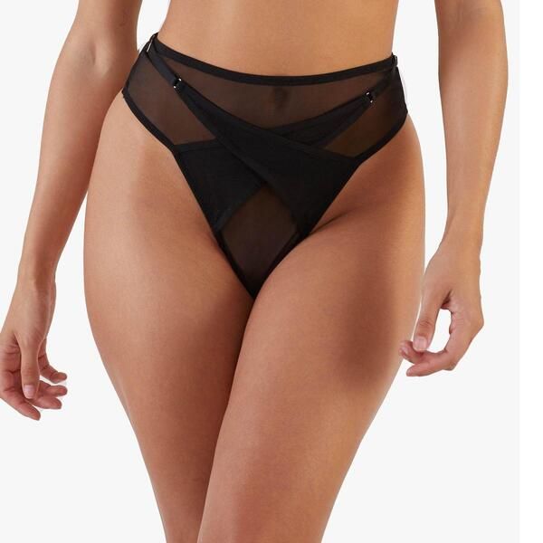 プレイフルプロミス レディース アンダーウェア パンツ ハイウエスト Playful Promises Eddie Black Crossover High Waist Brief Black ブラック