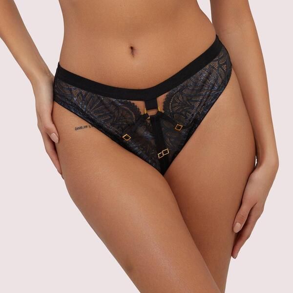 プレイフルプロミス レディース アンダーウェア パンツ ハイウエスト レース Playful Promises Tabitha Black WetLook Lace High Waist Brief Black ブラック