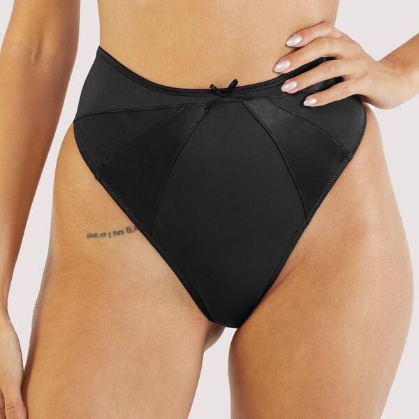 プレイフルプロミス レディース アンダーウェア パンツ ハイウエスト メッシュ サテン Playful Promises Etta Black Mesh Satin High Waisthong Black ブラック