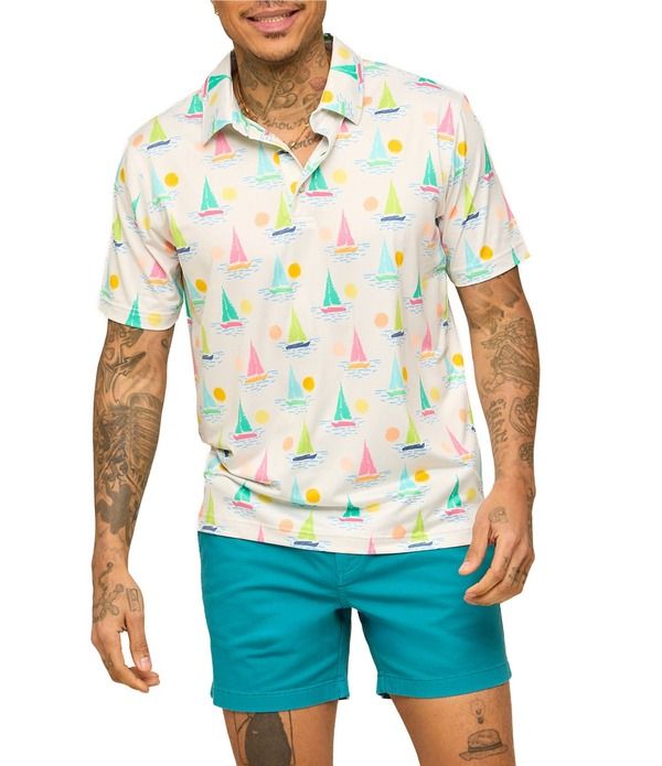 チャビーズ メンズ トップス シャツ プリント Chubbies Come Sail Away Printed Performance Short Sleeve PoloffWhite オフホワイト