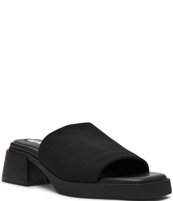 スティーブ マデン レディース シューズ サンダル メッシュ ヒール Steve Madden Lucee Mesh Block Heel Slide Sandals Black ブラック