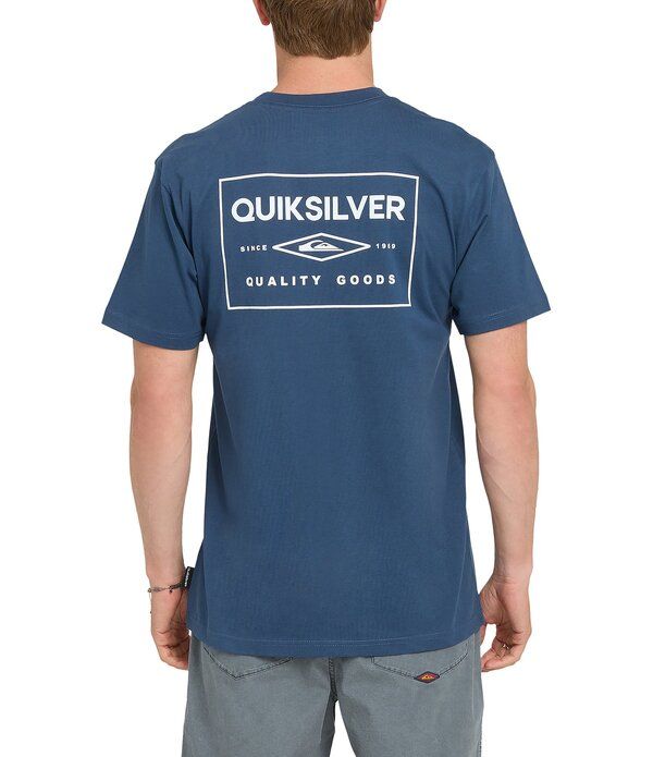 クイックシルバー メンズ トップス シャツ ロゴ Quiksilver Stamped Logo Short Sleeve TShirt Dark Denim デニム