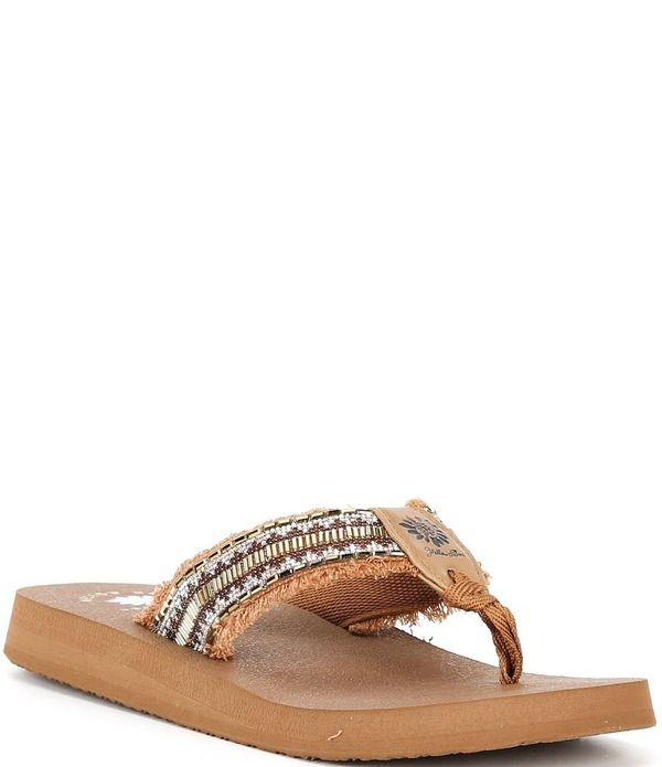 イエローボックス レディース シューズ サンダル Yellow Box Nassau Fabric Beaded Thong Flip Flops Tan タン
