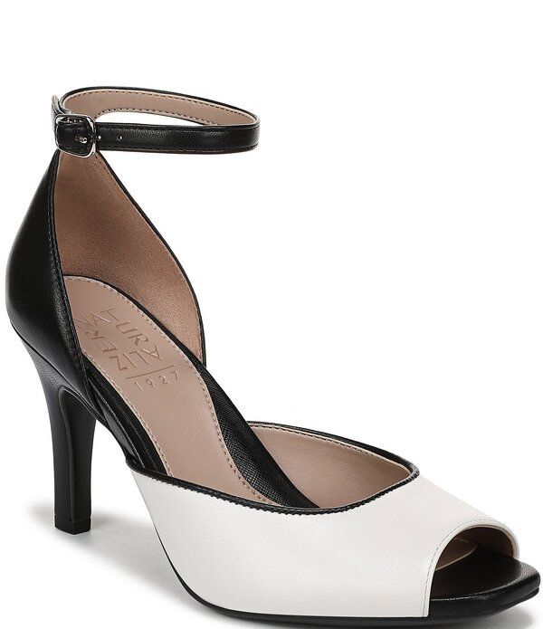 ナチュライザー レディース シューズ パンプス アンクル レザー Naturalizer Asha Leather Ankle Strapeep Toe Dress Pumps Warm WhiteBlack ホワイト