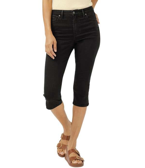 シルバー ジーンズ レディース ボトムス デニムパンツ キャップ Silver Jeans Co Isbister High Rise Luxe Stretch Capri Jeans Black ブラック