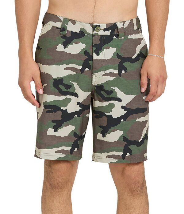 クイックシルバー メンズ ボトムス ハーフパンツ・ショーツ プリント ショートパンツ Quiksilver Union Camouflage Printed 20 Hybrid Shorts Green Multi グリーン