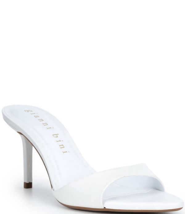 ジャンビニ レディース シューズ サンダル レザー Gianni Bini Camrun Leather Stiletto Slide Sandals NY White ホワイト