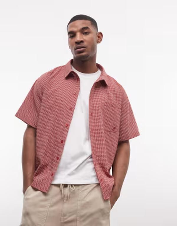 リキュールアンドポーカー メンズ トップス シャツ Liquor N Poker boxy shirt micro plaid RED レッド