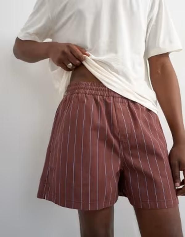 トップマン メンズ ボトムス ハーフパンツ・ショーツ ショートパンツ Topman micro fit striped shorts BROWN ブラウン
