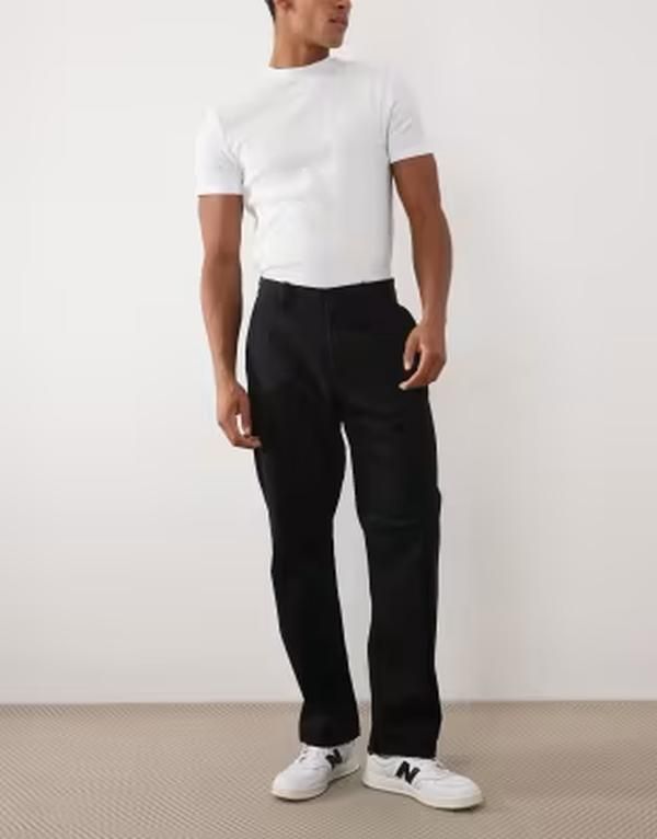 エイソス メンズ ボトムス カジュアルパンツ ASOS DESIGN straight fit chinos Black ブラック