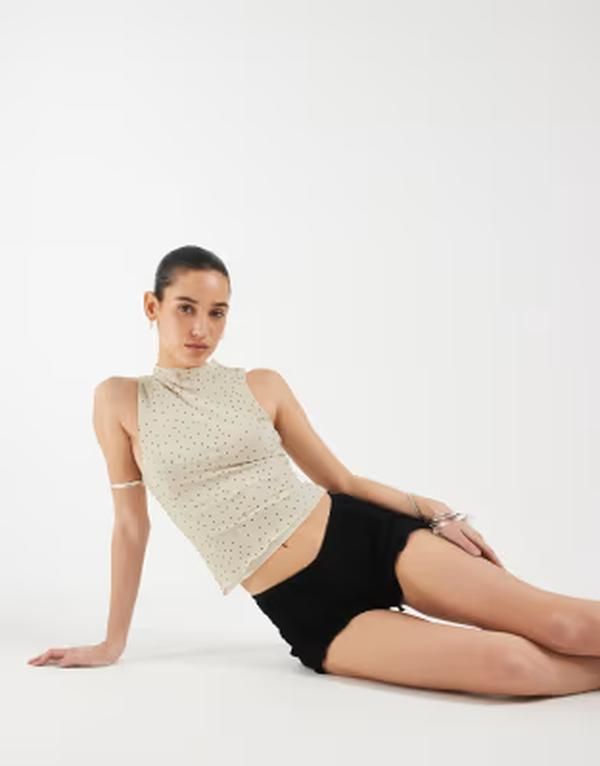 モーテル レディース ボトムス ハーフパンツ・ショーツ ギャザー Motel Ritala frill ruched hot pants Black ブラック
