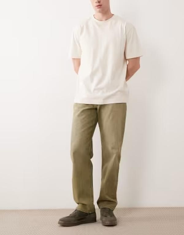 エイソス メンズ ボトムス デニムパンツ ジーンズ ASOS DESIGN straight jeans in washed green グリーン