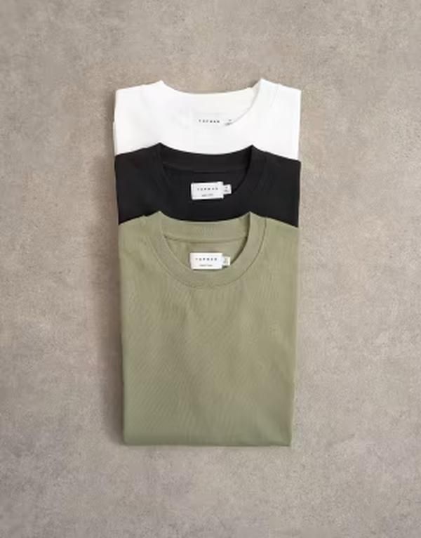 トップマン メンズ トップス Tシャツ リラックスフィット Topman 3 pack relaxed fitshirt Black and Multi マルチカラー