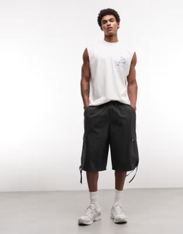コルージョン メンズ ボトムス ハーフパンツ・ショーツ ショートパンツ COLLUSION utility shorts Black ブラック