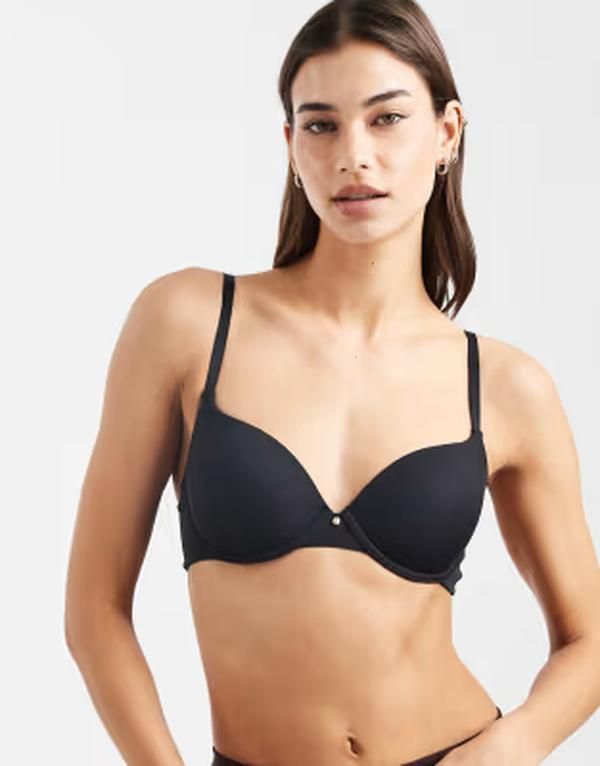 エイソス レディース アンダーウェア ブラジャー Tシャツ ASOS DESIGN molded Tshirt bra Black ブラック
