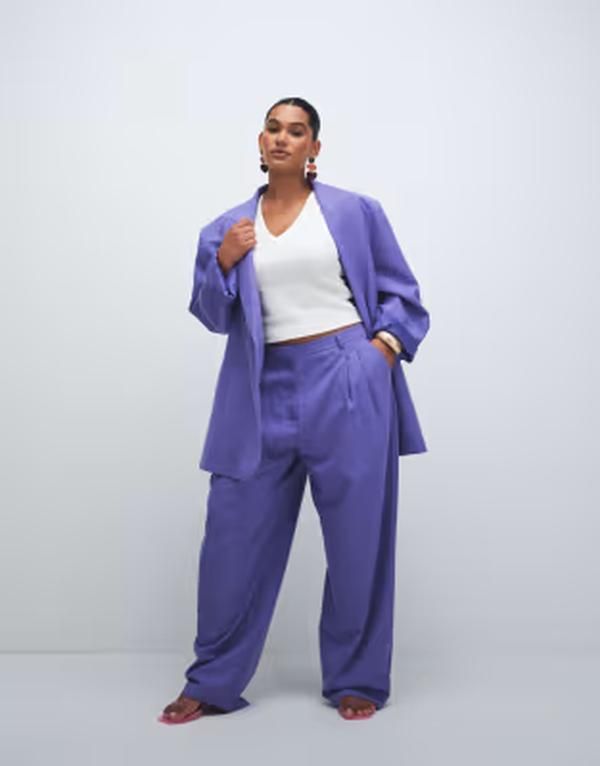 エイソス レディース ボトムス カジュアルパンツ ASOS DESIGN Curve tailored baggy tapered pants PURPLE パープル