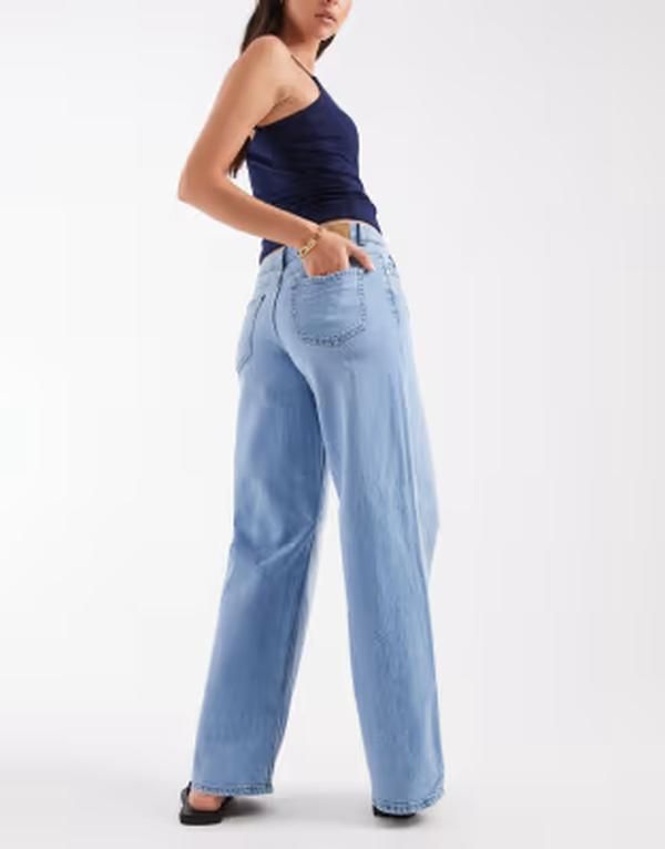 ジェイディーワイ レディース ボトムス デニムパンツ ワイドレッグ ジーンズ JDY Ruby mid waist wide leg jeans in light blue denim Light Blue Denim デニム