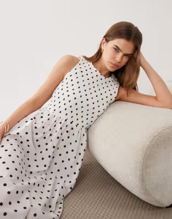 ジェイディーワイ レディース トップス ワンピース ドット柄 ドット ミディ ノースリーブ JDY sleevelessmock midi dress polka dot WHITE ホワイト