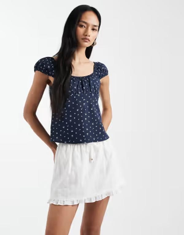 コットンオン レディース ボトムスカート ローライズ ミニ Cotton edie low rise mini skirt WHITE ホワイト