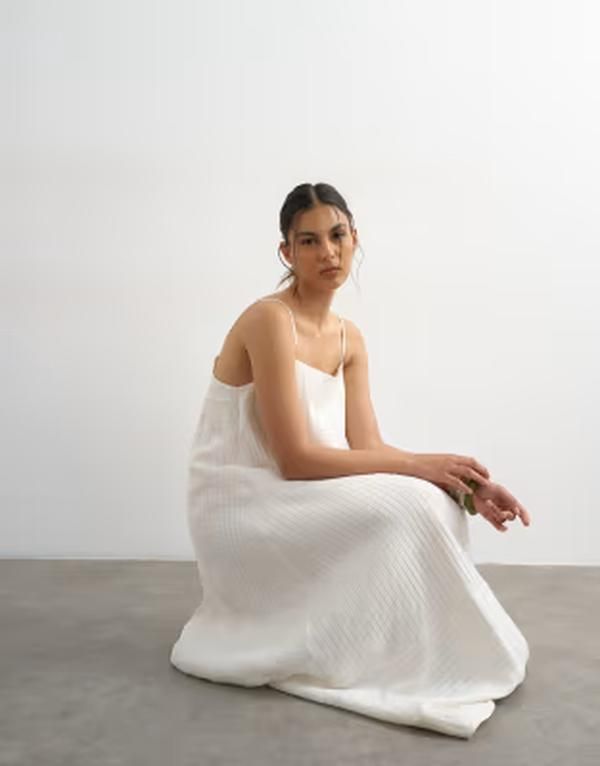 トップショップ レディース トップス ワンピース マキシ Topshopremium textured maxi sundress White ホワイト