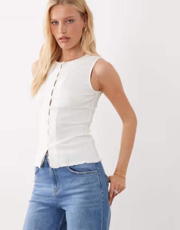 ジェイディーワイ レディース トップス ベスト JDY structured tank top WHITE ホワイト
