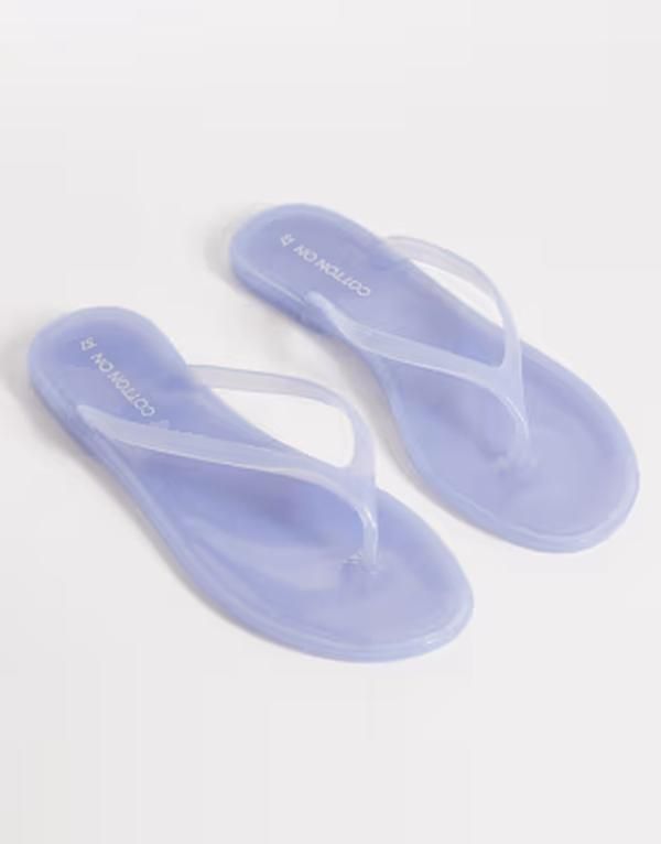 コットンオン レディース シューズ サンダル Cotton Blake jelly flip flops in milky blue ブルー