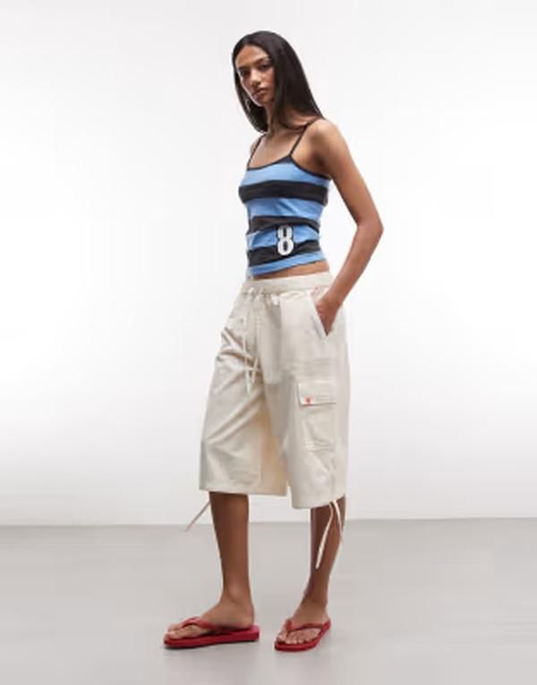 コルージョン レディース ボトムス ハーフパンツ・ショーツ COLLUSION utility cargo jorts in ecru エクリュ
