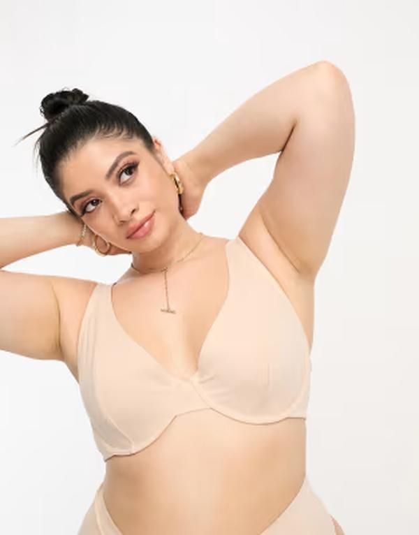 エイソス レディース アンダーウェア ブラジャー ASOS Curve ASOS DESIGN Curve Marina smoothing underwire bra Beige ベージュ