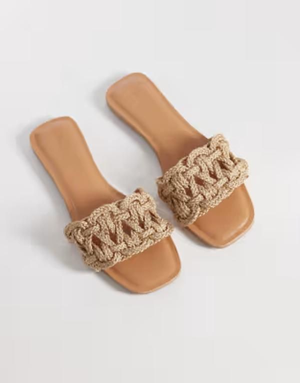 エイソス レディース シューズ サンダル ASOS DESIGN Wide fit Faina weave flat sandals inatural fabricationatural fabrication