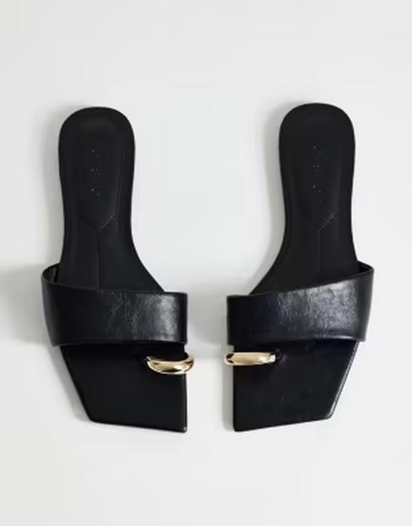 トップショップ レディース シューズ サンダル Topshop Mina mule flat sandals withardware Black ブラック