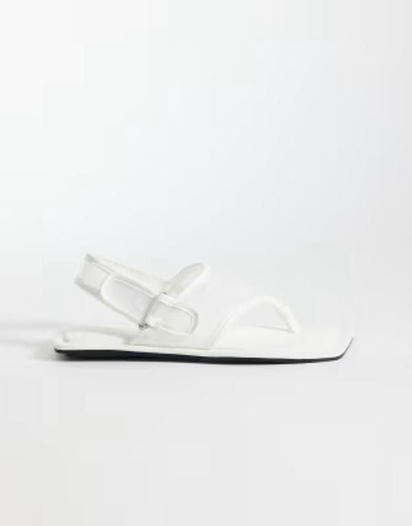 エイソス レディース シューズ サンダル メッシュ ASOS DESIGN Francine mesh sling back sandals WHITE ホワイト