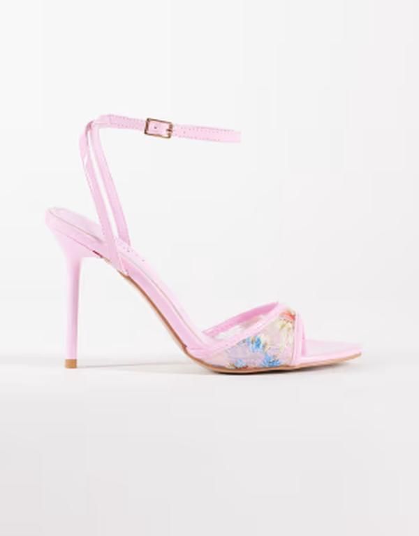 シミ レディース シューズ サンダル ヒール SIMMI Shoesimmi London Juby heeled sandals with flower embroidery Pink pu ピンク