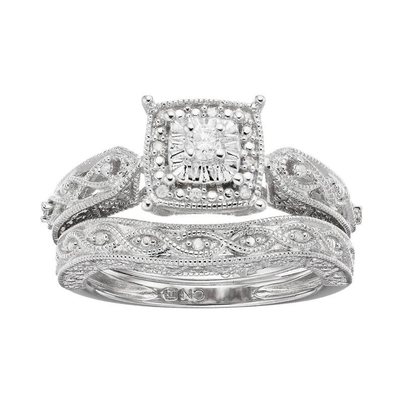 アンブランデッド レディース アクセサリー リング ティアード UNBRANDED Stella Grace Sterling Silver 15 CaratW Diamond Tiered Engagement Ring Set Sterling シルバー