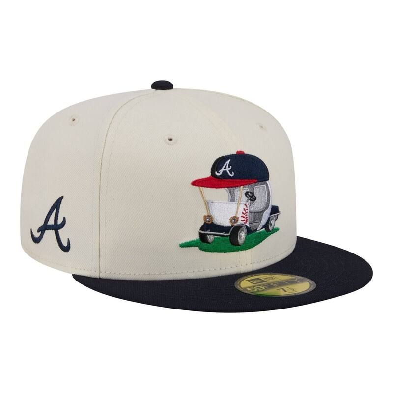 ニューエラ レディース アクセサリー 帽子 Mens New Era CreamNavy Atlanta Braves Bullpen Cart 59FIFTY Fitted Hat Brv Beige ベージュ