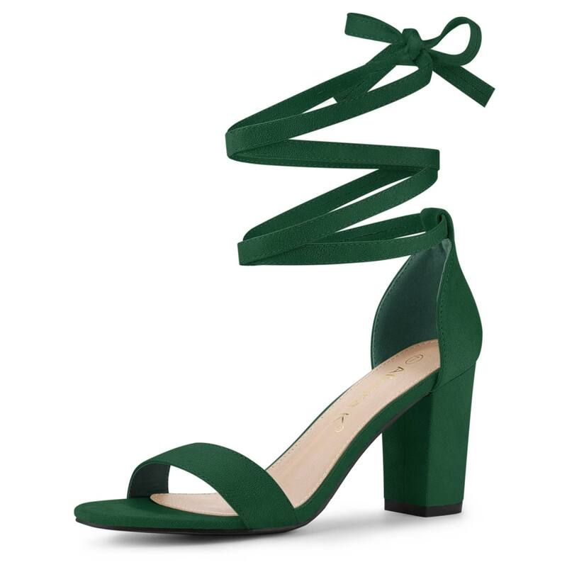 アレグラ ケー レディース シューズ パンプス サンダル アンクル レース ヒール ALLEGRA K Womens Lace Up and Ankle Strap Chunky Heel Sandals Green グリーン
