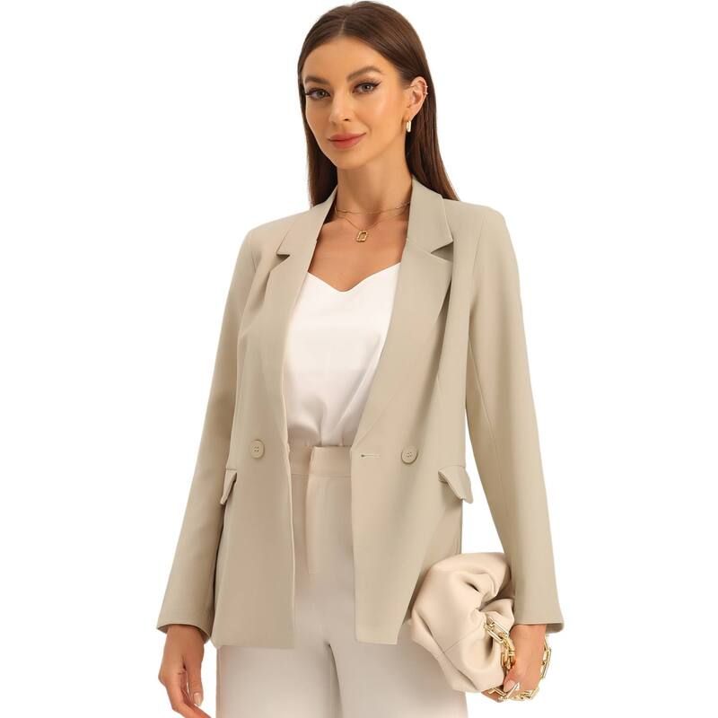 アレグラ ケー レディース アウター ジャケット・ブルゾン ブレザー ALLEGRA K Double Breasted Work Office Blazer For Women Long Sleeve Blazersuit Jacket With Pocke