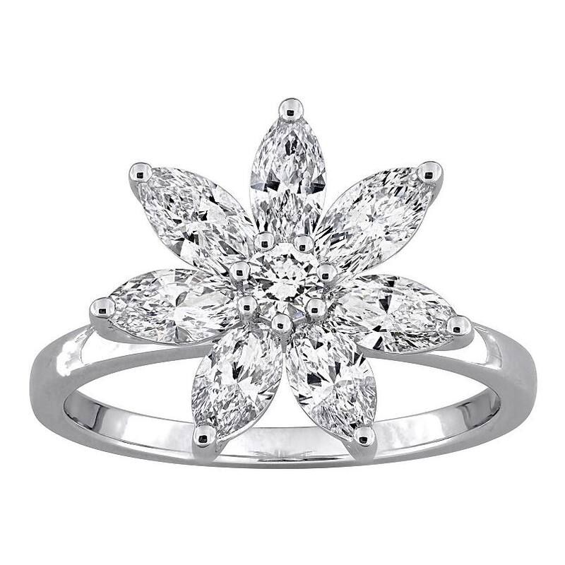 ステラ グレース レディース アクセサリー リング Stella Grace 14k White Gold 12 CaratW Marquise Round LabGrown Diamond Flowering No Color ホワイト