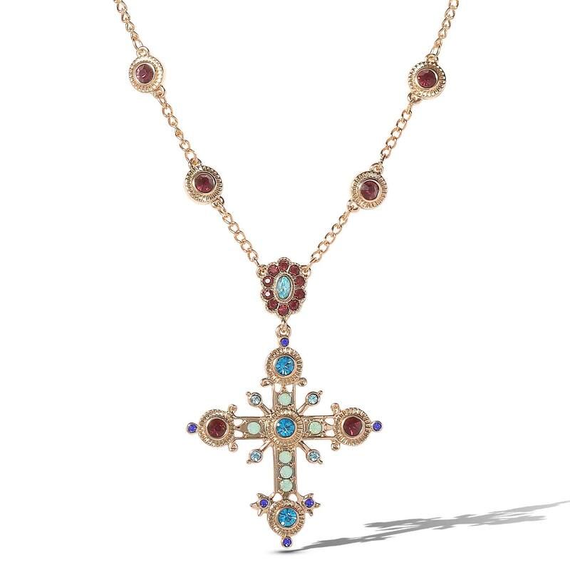 ジェシカシンプソン レディース アクセサリー ネックレス・チョーカー・ペンダントトップ レース JS Jessica Simpson Crystal Gold Tone Cross Pendant Necklace Gold Tone ゴールド