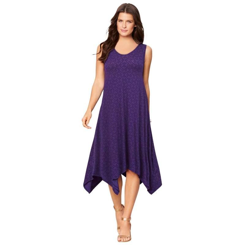 ロアマンズ レディース トップス ワンピース プラスサイズ ノースリーブ ニット Roamans Womens Plusize Stretch Knit Mid Length Sleevelesswing Dress Purple Classic パープル
