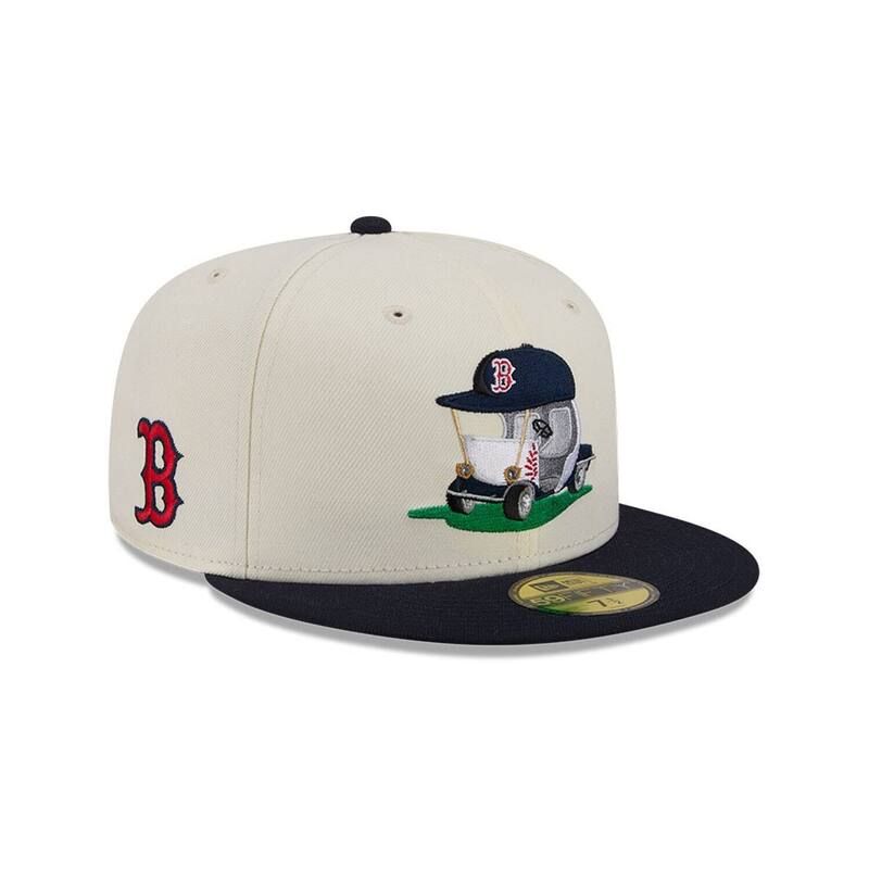 ニューエラ レディース アクセサリー 帽子 Mens New Era CreamNavy Boston Red Sox Bullpen Cart 59FIFTY Fitted Hat Rsx Beige ベージュ