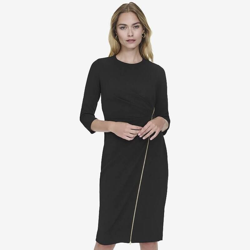 アンドリューマーク レディース トップス ワンピース クルーネック ギャザー Womens Andrew Marc Quarter Sleeve Crew Neck Ruched Sheath Dress No Color