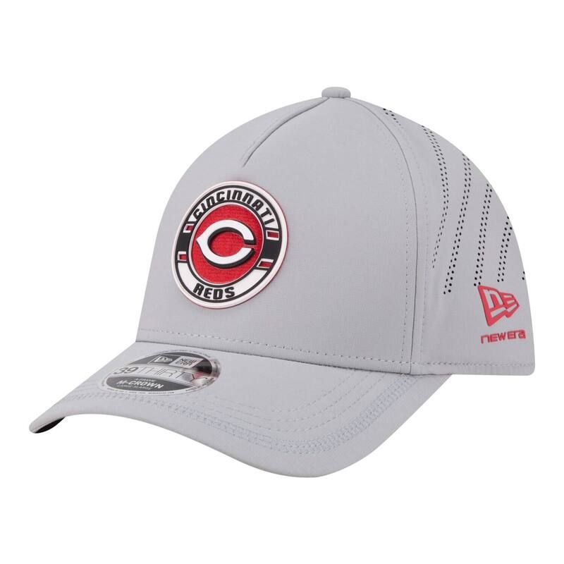 ニューエラ レディース アクセサリー 帽子 Mens New Era Gray Cincinnati Reds Patch 39THIRTY AFrame MCrown Perforated Flex Hat Red Grey グレー